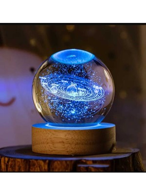 UltraNova 3D Kristal Cam Küre Gece Lambası, Ahşap Soketli, Led, Çocuklar Için Harika Hediye
