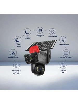 Invicta Güneş Panelli Çift Lensli Ptz Kamera, Hem Sım Kart Hem E Sımle Çalışan 4g Bağlantılı, 355° Pan&tilt Hareket, Hareket Sensörlü, Gece Görüşlü, Sesli Interkom, Bulut Depolama, Uzaktan Erişim