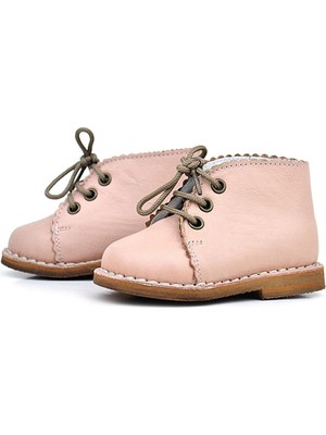 Aslı Türkoğlu Kız Bebek Pembe Deri Bağcıklı Bot – El Yapımı Klasik Bebek Botu