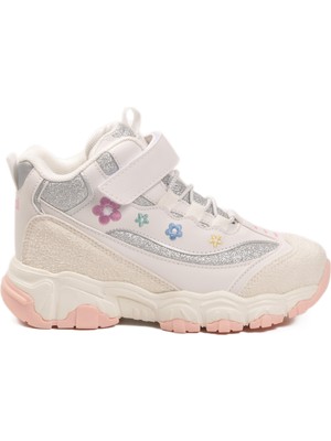 Cool Beyaz Cırtlı Desenli Kaymaz Taban Kız Çocuk Spor Ayakkabı Bella Uzun F