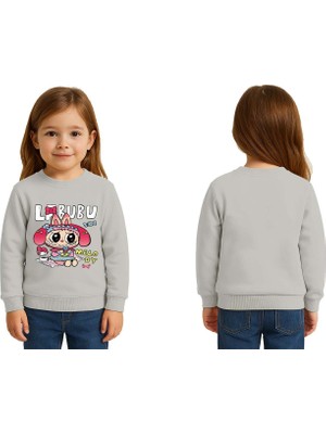 Sedirli Unisex Labubu Baskılı Çocuk Swaetshirt 3 Iplik Şardonlu