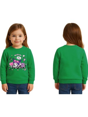 Sedirli Unisex Kuromi Baskılı Çocuk Swaetshirt 3 Iplik Şardonlu