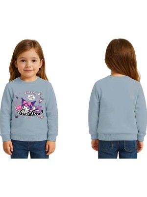 Sedirli Unisex Kuromi Baskılı Çocuk Swaetshirt 3 Iplik Şardonlu