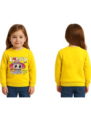 Sedirli Unisex Labubu Baskılı Çocuk Swaetshirt 3 Iplik Şardonlu