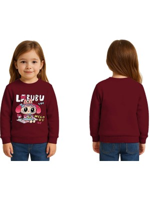 Sedirli Unisex Labubu Baskılı Çocuk Swaetshirt 3 Iplik Şardonlu