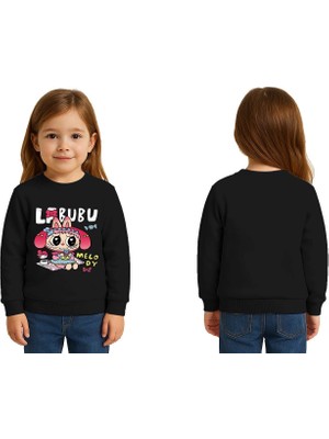Sedirli Unisex Labubu Baskılı Çocuk Swaetshirt 3 Iplik Şardonlu