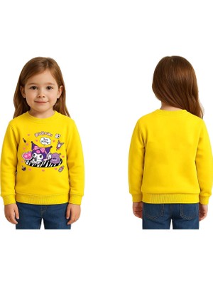 Sedirli Unisex Kuromi Baskılı Çocuk Swaetshirt 3 Iplik Şardonlu