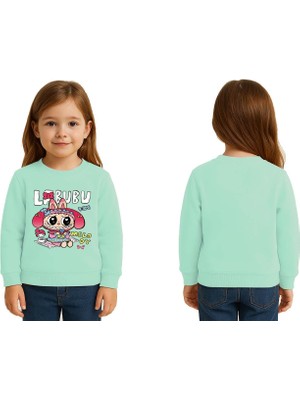 Sedirli Unisex Labubu Baskılı Çocuk Swaetshirt 3 Iplik Şardonlu