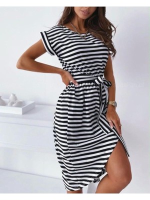 Etiler Collection Kadın Kuşaklı Turlu Viskon Kumaş Elbise