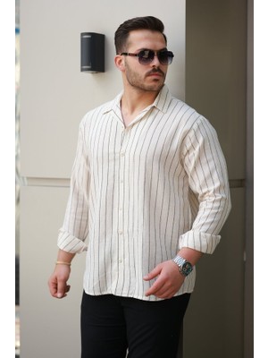 Etiler Collection Erkek Çizgili Keten Gömlek