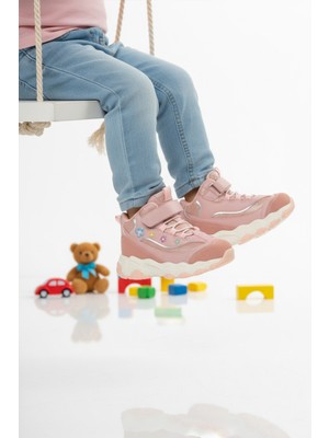 Cool Pudra Cırtlı Desenli Kaymaz Taban Kız Çocuk Spor Ayakkabı Bella Uzun P