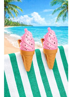 Boldy 2'li Dondurma Figürlü Şezlong Mandalı - Plaj Mandalı - Halı Mandalı - Havlu Sabitleyici - Havlu Mandalı - Sahil Havlu Mandalı - Havlu Tutucu Mandal