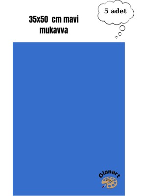 Glanart 35X50 cm Mavi Renk Mukavva Kartonu 5 Adet