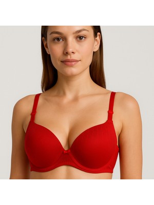 Avoria Kırmızı Destekli Dolgulu Dokulu Sütyen