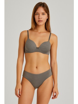 Avoria Gri Destekli Toparlayıcı Kadın Sütyen Külot Takımı – Dikişsiz Rahat Günlük Iç Giyim Seti