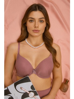 Avoria Gül Kurusu Çizgili Dokulu Destekli Sütyen