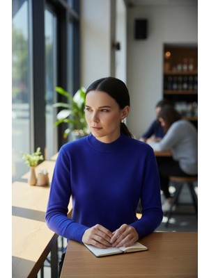 Mandala Tekstil Kadın Basic Triko Yarım Balıkçı Kazak