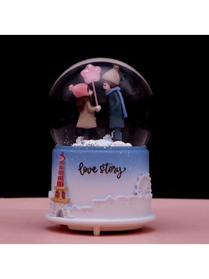 UltraNova Sevgiliye Özel Işıklı Müzikli Orta Boy Kar Küresi Mavi