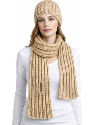 Uretti - Emine 9106 3286 El Örgüsü Bere ve Kaşkol Takımı