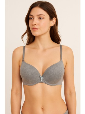 Avoria Gri Düz Dokulu Destekli Sütyen