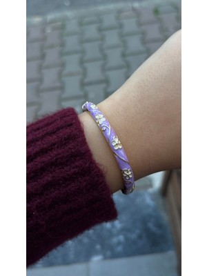 Glossy Jewelery Renkli Mineli Taş Desenli Motifli Çelik Bileklik