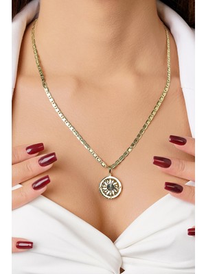 Fiyonk Kuyumculuk 14 Ayar Altın Valentino Zincirli Güneş Uçlu Kolye