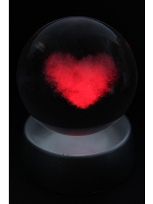 UltraNova Şık Cam Küre Kalp Model Standlı Işıklı Dekorasyon Aksesuarı