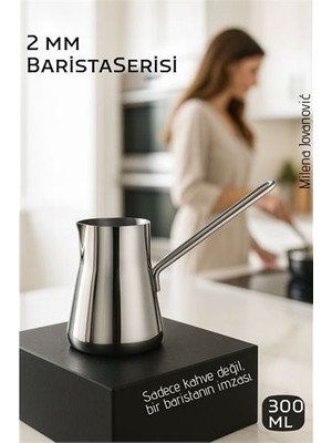 SHC4200 304 Paslanmaz Çelik Cezve - 300 ml Profesyonel Barista Serisi Isıya Dayanıklı Sap