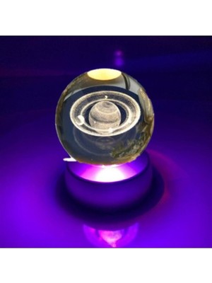 UltraNova Renk Değişen Kristal Cam Küre LED Işıklı Gece Lambası Satürn Dekorasyon