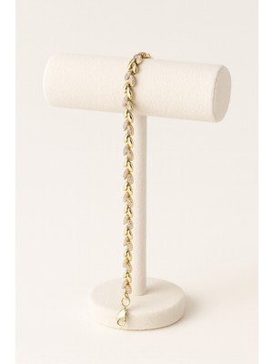 Glossy Jewelery 14K Altın Kaplama Kadın Çelik Bileklik – Düz Model