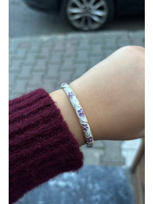 Glossy Jewelery Renkli Mineli Taş Desenli Motifli Çelik Bileklik