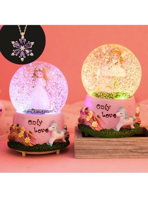 UltraNova Işıklı Müzikli Kar Küresi ve Lotus Kolye, Büyüleyici Dekorasyon Öğesi