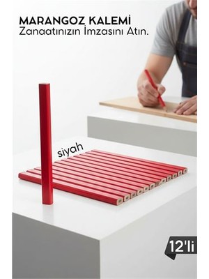 SHC4200 Si̇yah 12'li̇ Marangoz Kalemi - Ahşap Işleme Kalemi - Ahşap Işleme Işaretleme Araçları