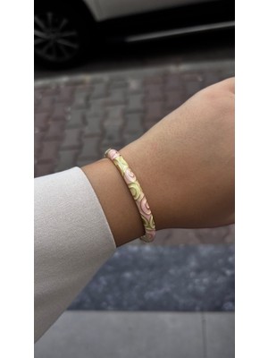 Glossy Jewelery Renkli Mineli Taş Desenli Motifli Çelik Bileklik