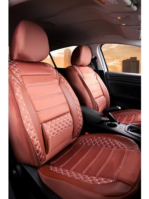 Castor Otomotiv Cstr Fiat Egea Hb Uyumlu Yarı Deri Oto Koltuk Kılıfı Ön/arka 5 Li Set Atlas Tarçın