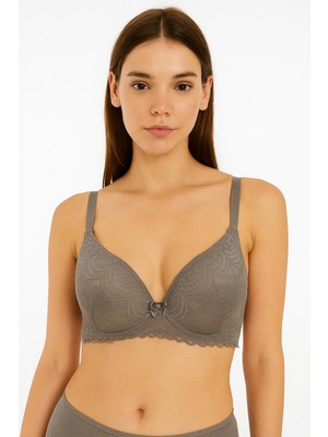 Avoria Gri Dantel Detaylı Desteksiz Bralet Sütyen