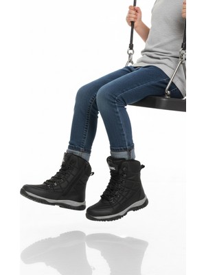Cool Siyah Polarlı Kaymaz Taban Soğuğa Dirençli Unisex Çocuk Bot Felix F