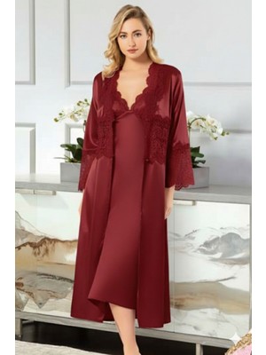 Miss Ayza Missayza 1030 Ipek Saten 6'lı Uzun Gecelik ve Sabahlık Takım