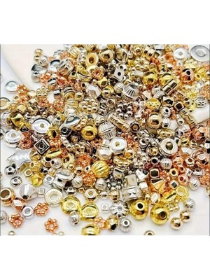 Yiğit Aksesuar 100 Adet Gold Rose Gümüş Renk Karışık Model Ara Aparat Boncuk Takı Yapım Malzemeleri