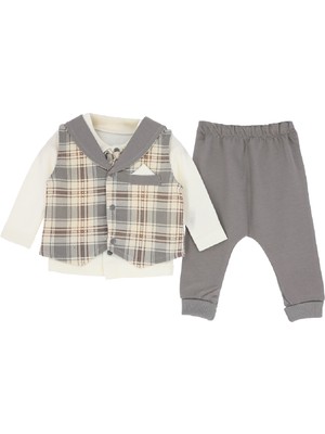 Modanino Erkek Bebek %100 Pamuk Kumaş 3'lü Takım - 0-9 Ay 12479