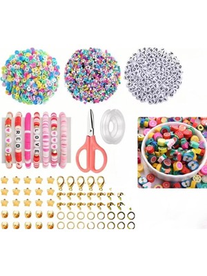 Yiğit Aksesuar Mega Hobi Harf Kum Fimo Boncuk Takı Kolye Bileklik Halhal Yapım Seti