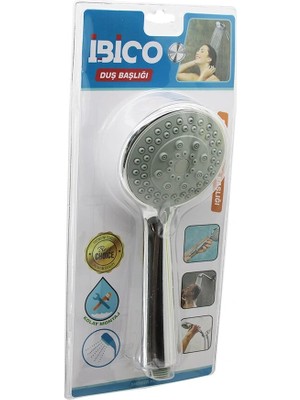 Timion Orta Boy Yuvarlak - Bombeli =9.7cm Duş Başlık Kademeli Vakumlu Krom Gövde - Gri Zeminsap:14.5cm (5148)