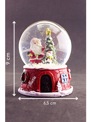 UltraNova Işıklı Noel Baba ve Kardan Adam Temalı 9 cm Kar Küresi, Yeni Yıl Dekoru