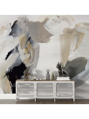 Grown Bej Fırça Darbeleri Yağlı Boya Duvar Kağıdı