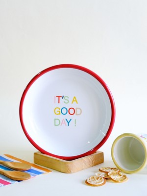 Elifle Emaye Emaye Tabak 18CM It's A Good Day Desen