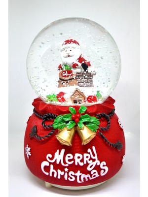 UltraNova Yılbaşı Kar Küresi Işıklı Müzikli Büyük Boy Noel Baba Dekorasyonu