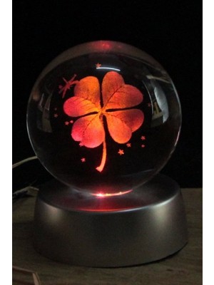 UltraNova 3D Dört Yapraklı Yonca Tasarımlı Işıklı Dekoratif Cam Ürün