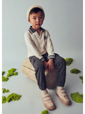 Mayoral Erkek Çocuk Baskılı Polo Yaka Sweatshirt Bej 4120