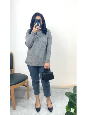 Nisum Moda Taş Detaylı Yarım Balıkçı Triko Kazak