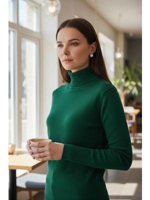 Mandala Tekstil Kadın Basic Triko Yarım Balıkçı Kazak